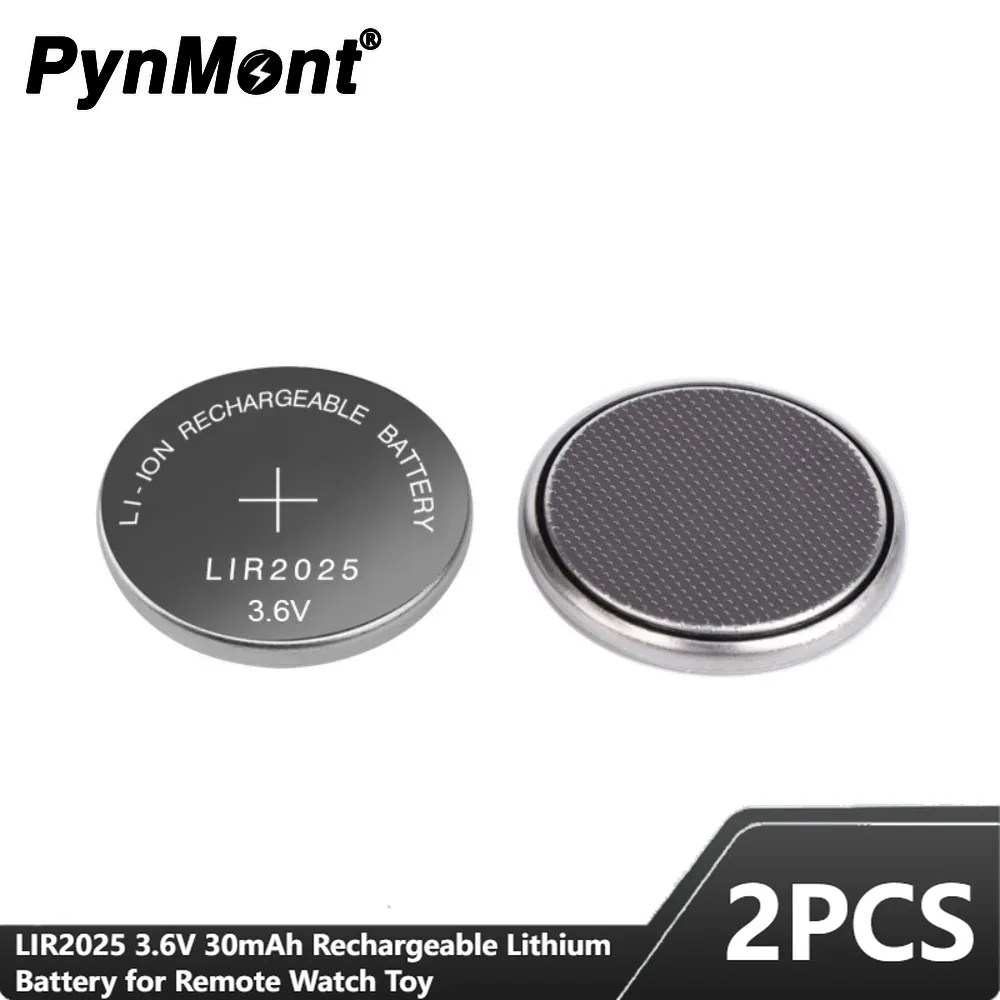 2PCS LIR2025 LIR 2025 3.6V 30mAh Rechargeable Lithium Battery For Remote Watch Toy Button Coin Cell Replace CR2025 ML2025 2025