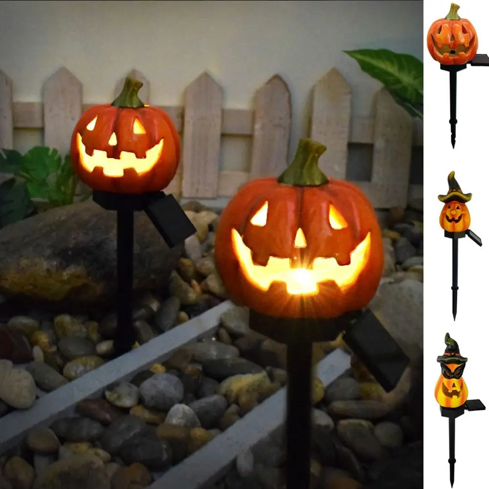 

Orange Halloween Pumpkin Resin Solar Light Solar Powered Resin Halloween Jack-o '-lantern Solar Light Waterproof