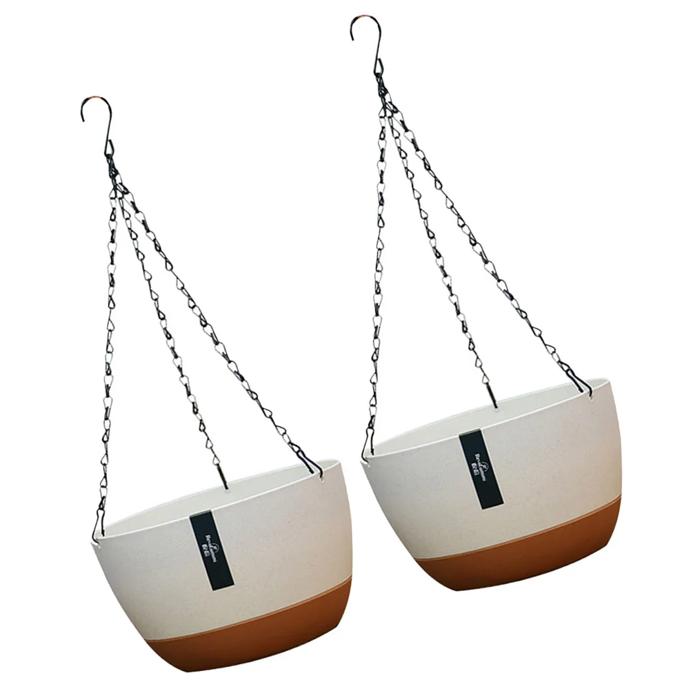 

2 Sets Flower Basket Planter for Outdoor Plastic Large Pots Big Hanging Container Indoor