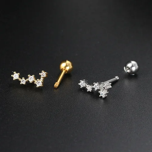 여성을 위한 1PC 귀 피어싱 귀걸이 작은 지르콘 스타 귀 Tragus 헬릭스 피어싱 바디 액세서리 쥬얼리 선물 무료 배송 CC00 5