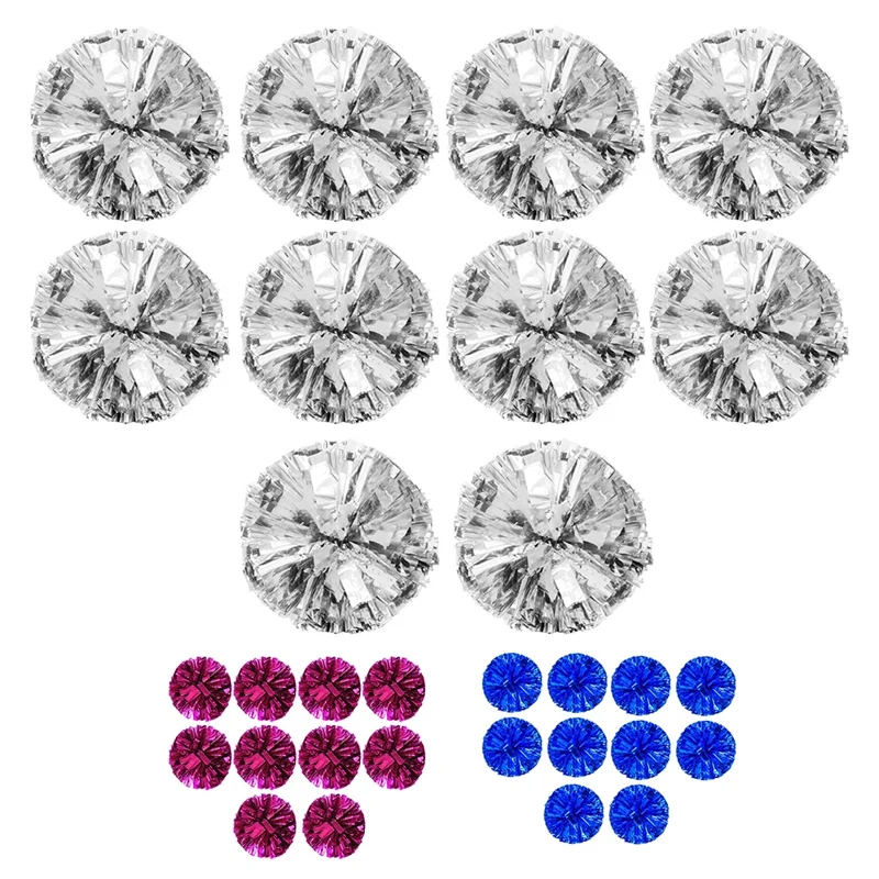 LALA Metallic Foil Cheerleader Pom Poms Cheerleader Pom Poms 10 PCS For Sports Team Spirit Cheering Kids Adults