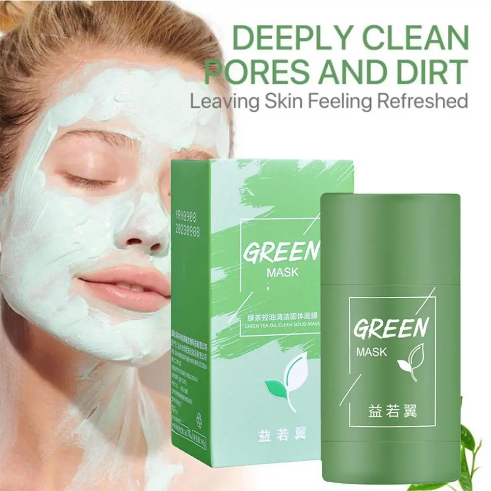 

Green Tea Cleansing Stick Mask Purifying Clay Mask Control Blackhead Deep Shrink 40g Pores Oil Moisturizing Anti-acne N0V1