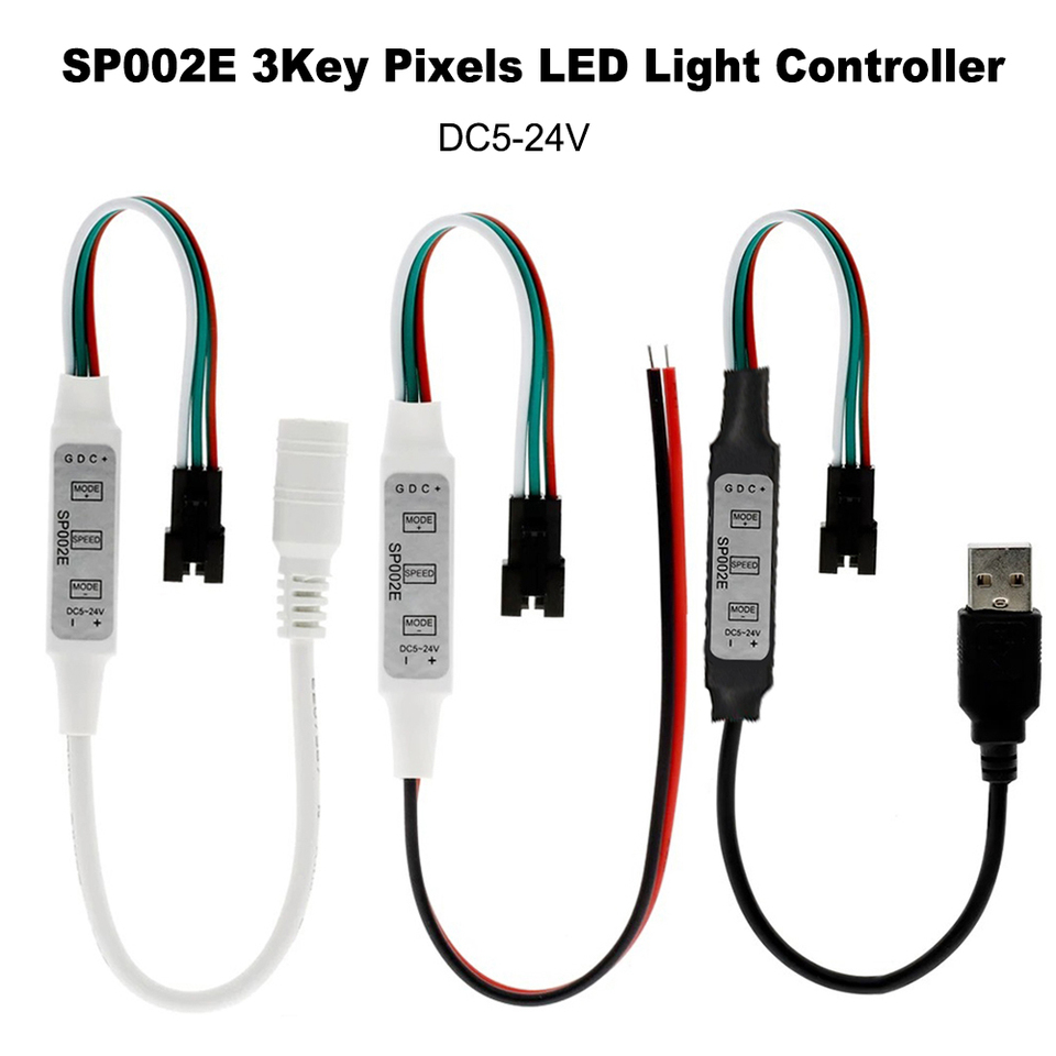 DC5-24V SP002E Mini 3 Keys RGBIC Led Controller For  WS2811 WS2812B UCS1903 16703 Led Pixel Light Strip