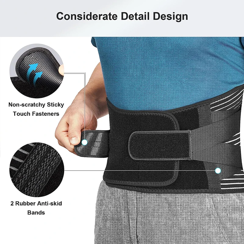 Back Support Belt Back Support Belt Relief for Lower Back Pain with 6 Stays Adjustable Lumbar Support Strap Breathable Mesh Braces Waist Belt