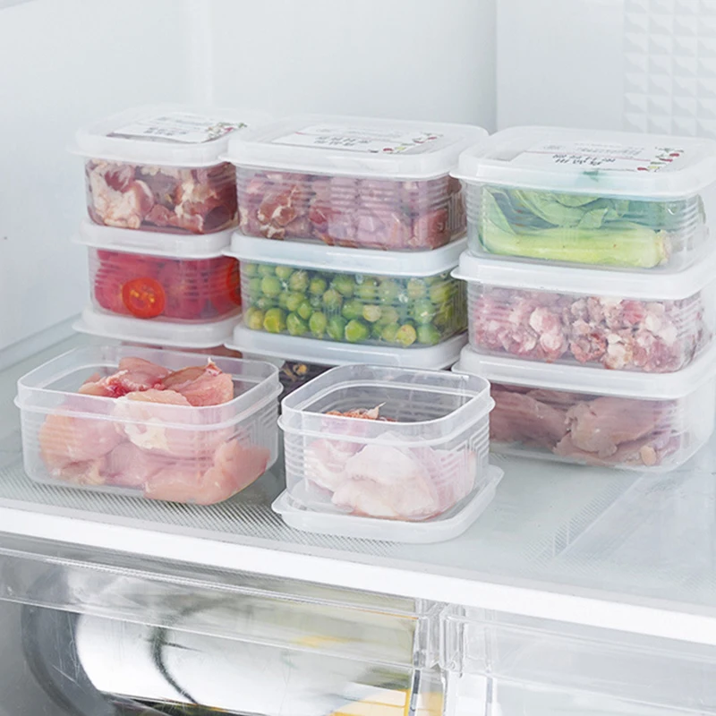 2pcs Small Size Freezer Storage Boxes With Grid Dividers, Refrigerator  Organization Containers For Frozen Meat And Food Preservation