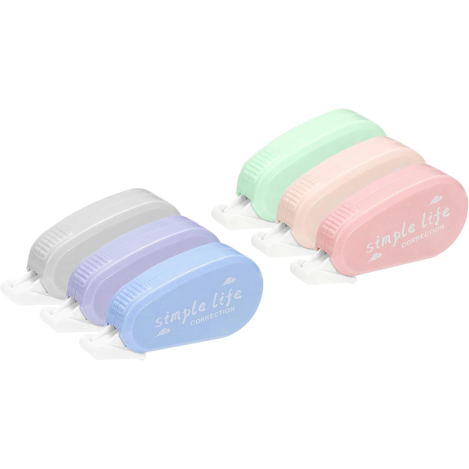 6pcs Macaron Color Correction Tape Instant Corrections Easy to Use Applicator White Out for School Office