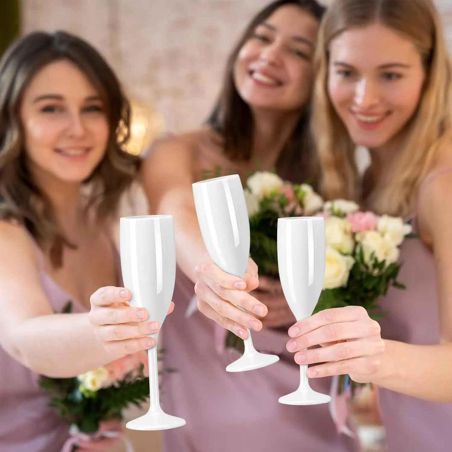 Champagne Flute Acrylic Champagne Glasses Wedding Toasting Flute Goblet Plastic Reusable Unbreakable Cups fo