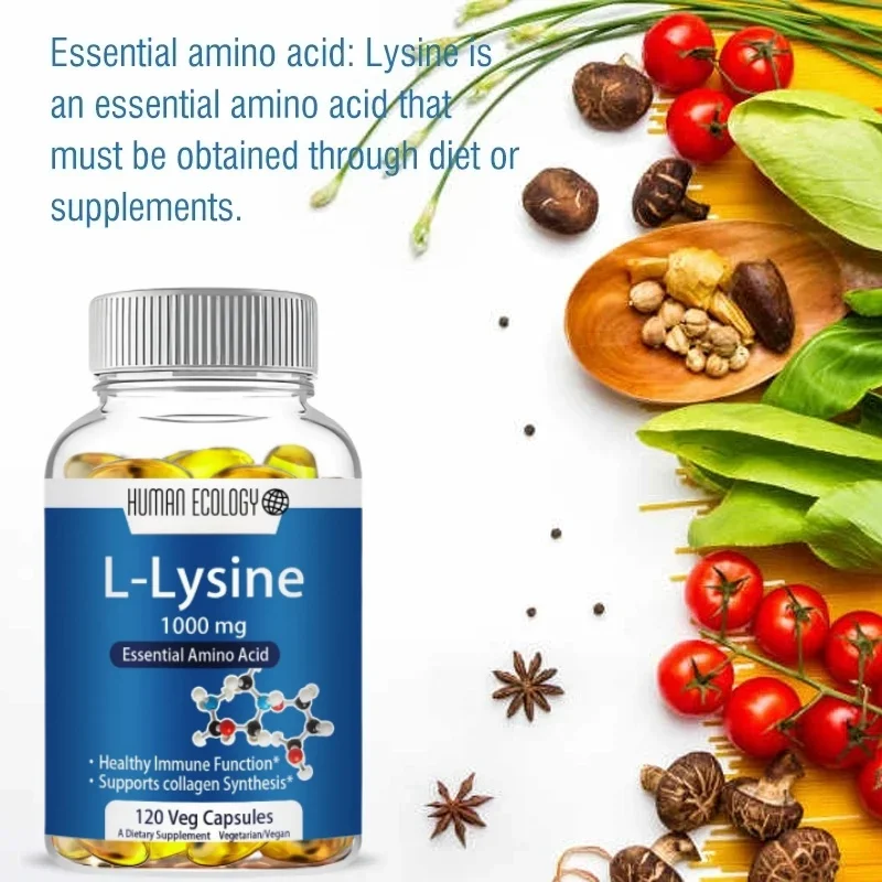 Human Ecology Llysine 1000mg 120 Tablets Enhanced Absorption Collagen Support Skin Lip Integrity