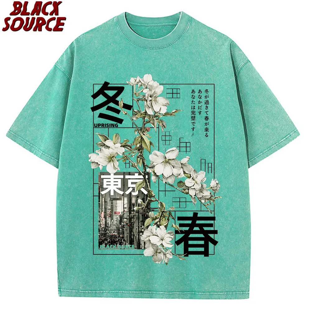 T474 Herren Kurzarm-T-Shirt im japanischen Stil, vielseitiges Design, geeignet für alle Jahreszeiten, bequemes Sommer-Oberteil, 100% Baumwolle