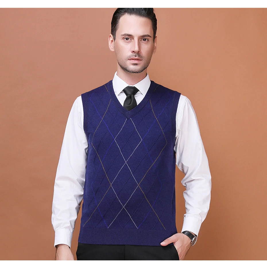 

Sweater Vest Autumn Winter Men's Wool Vest Sleeveless Basic Knit Vest Casual Fashion V Neck Striped Mens Clothes Plus Size 3XL