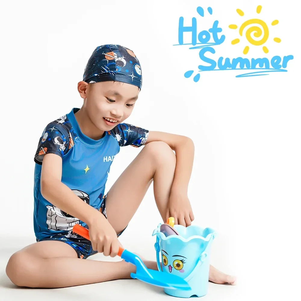 Cartoon Children's Swimwear Breathable Cartoon Boys Toddler Baby Split Design Swimsuit Beachwear Hat children swimsuit