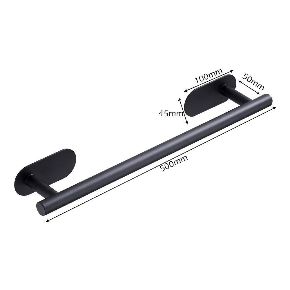 Towel Rack 50cm Stainless Steel Bathroom No Drilling Self Adhesive Wall-Mounted