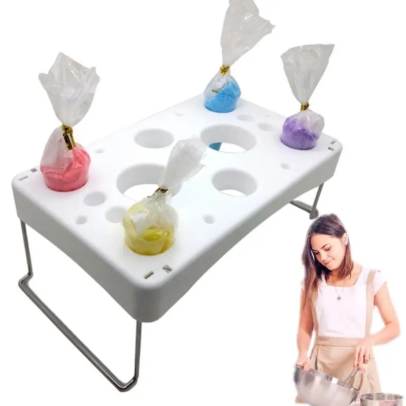 

Piping Bag Stand Holder Cake Decorating Icing Bag Holder Tray Stand Stainless Steel Feet With Abs Storage Display Tray For Cream