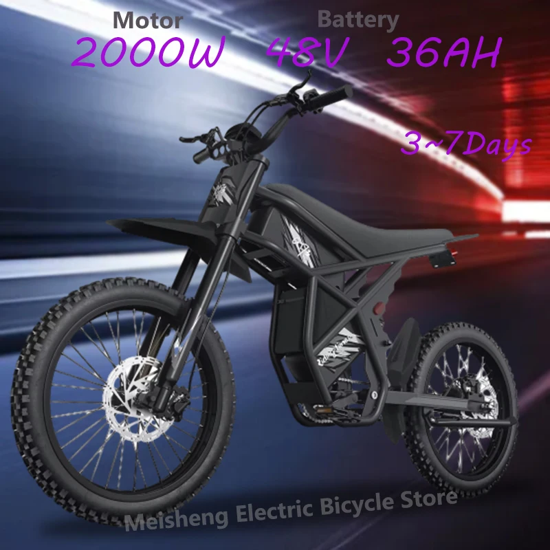 Ebike GT73 2000W Electric Dirtbike 25&rdquo; Tires 1747Wh Dual Battery EBike Max 37 MPH Dual Hydraulic Brakes Suspension