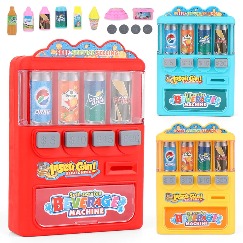 Children's Simulated Beverage Vending Machine Toys Coin-operated Shopping Vending Role-playing Educational Gift Toys supermarket cashier toys cash register playset