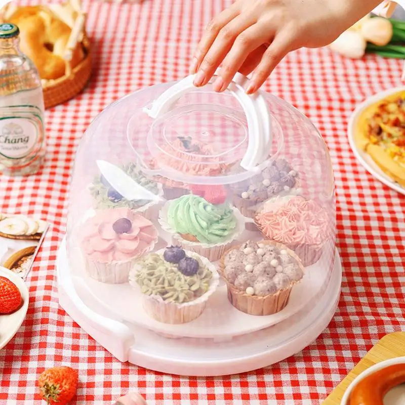 

Dust Proof Plastic Pastry Storage Boxes Reusable Cake Carrying Packaging Containers 10-Inch Heightened Cake Carriers For holding