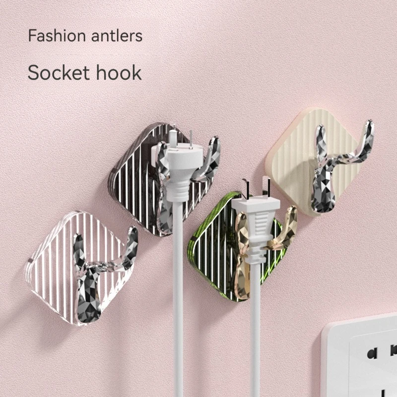 

Antler socket hook Strong adhesive punch free non-trace kitchen bathroom wall hanging door entryway storage hook
