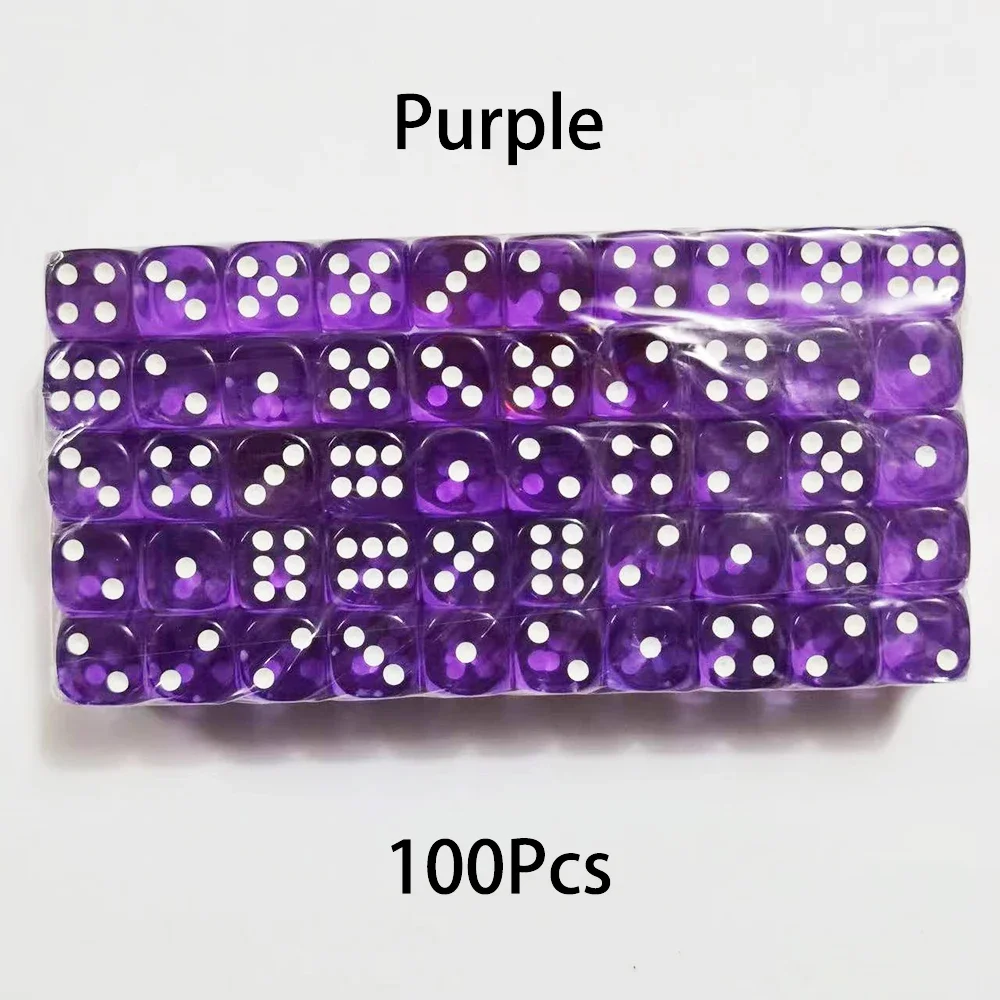 100-Piece Set of Multicolor Transparent Acrylic Dice with Rounded Edges