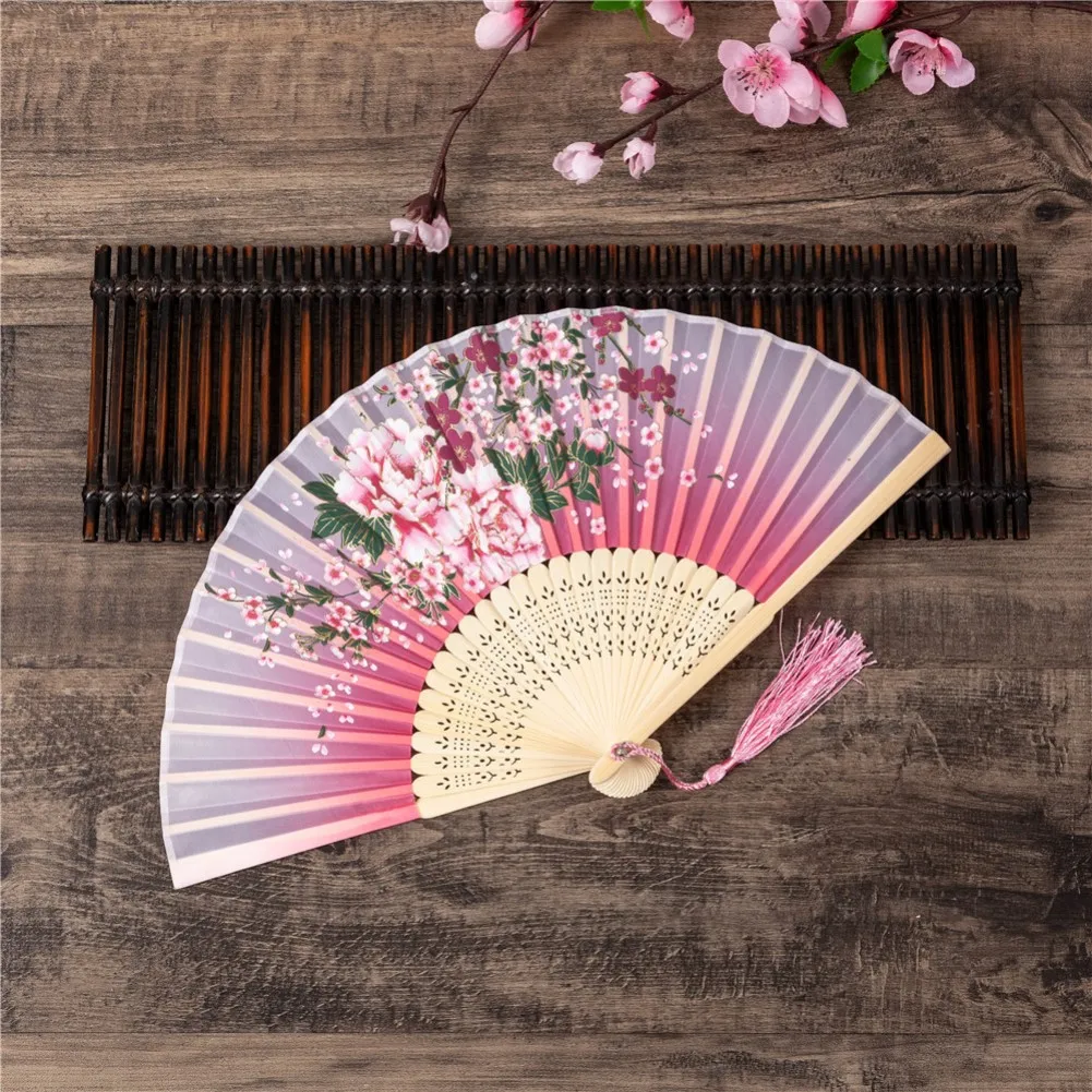 

Folding Fan Holding Chinese Fan Sakura Pattern For Household Wedding Party Decoration Hot Summer Cooling Tools Ornaments 38cm