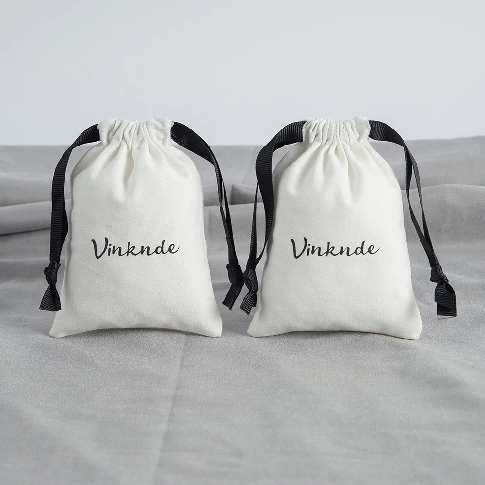 50/100 Stück weiße Geschenktüten aus Baumwollseil mit Kordelzug, Schmuckverpackungsbeutel, Aufbewahrungstasche für Hochzeitsringe, Ohrstecker, Verpackung – Detail 14