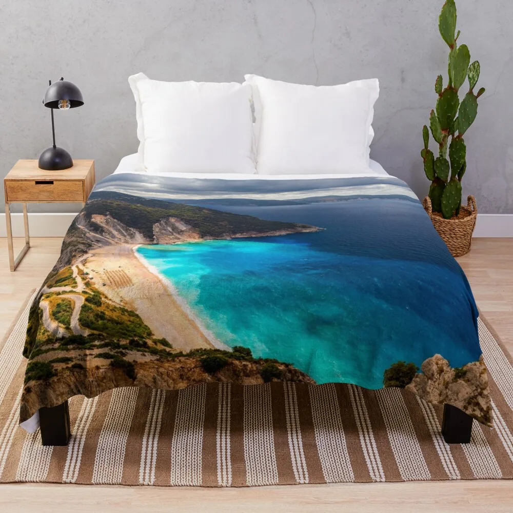 

Myrtos Beach Throw Blanket Dorm Room Essentials blanket for winter Luxury Thicken Blanket
