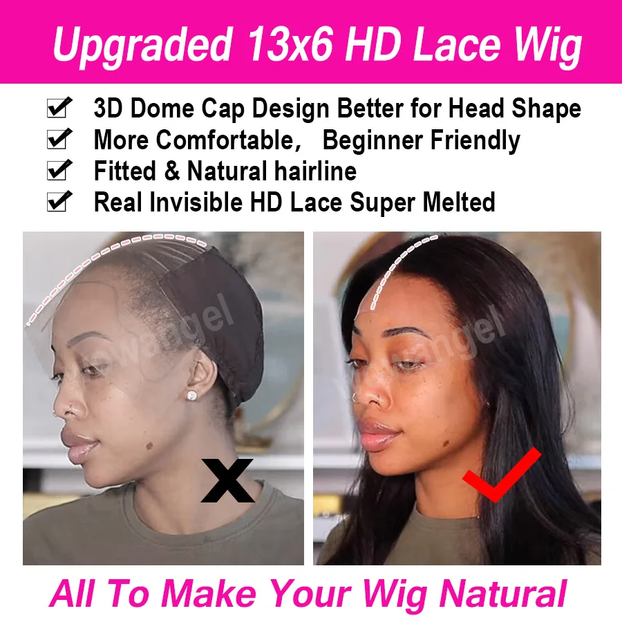 Wow angel HD Lace Front Wigs 13x6 - 34inches 250% 13x6 straight Wig -  Aliexpress