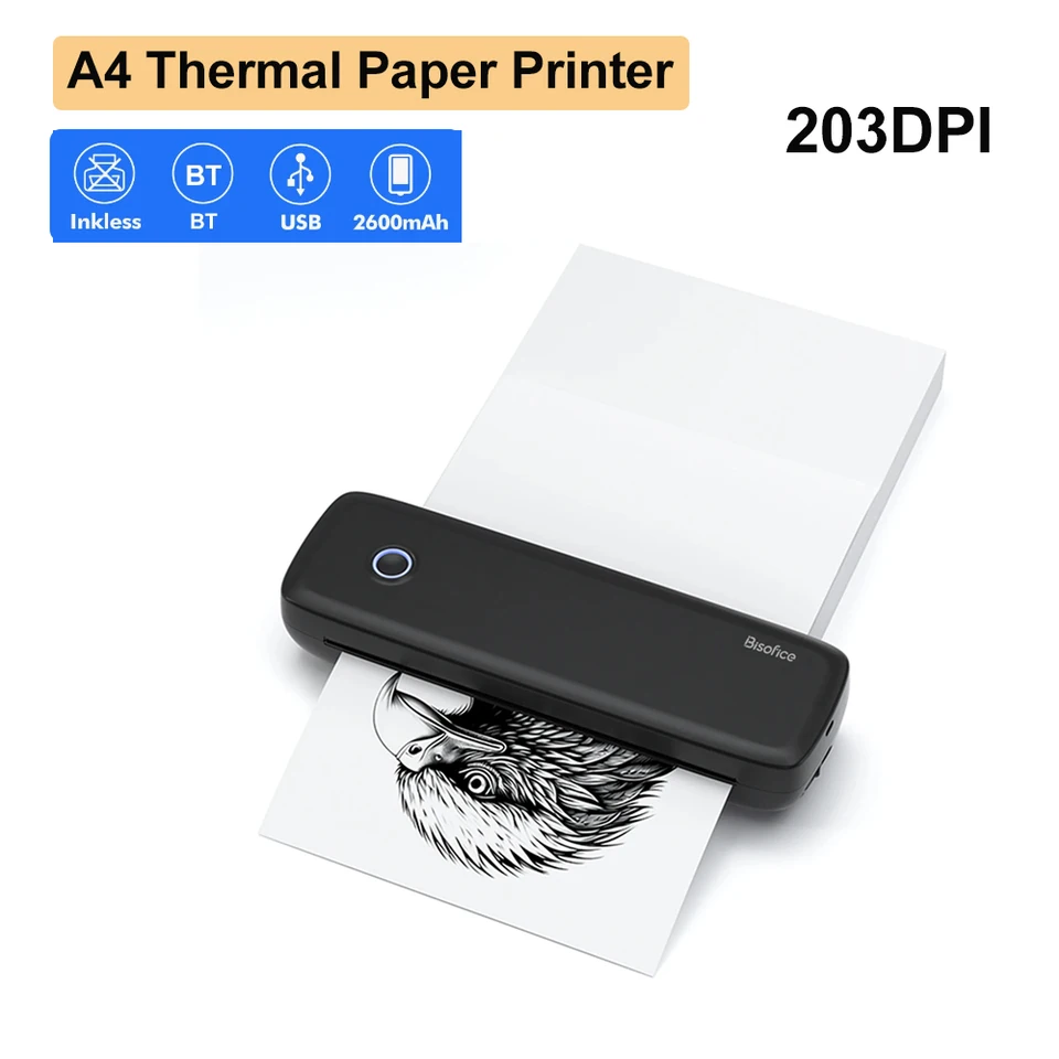 A4 Thermal Printer Portable Wireless&USB Connect Connect with