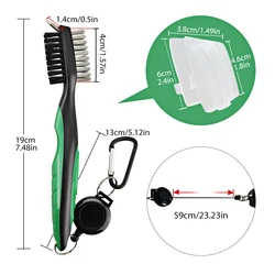 Dual-Sided Golf Club Cleaning Brush Kit - Premium Groove Cleaner Tool & Accessories (Brush w Lid-Green)