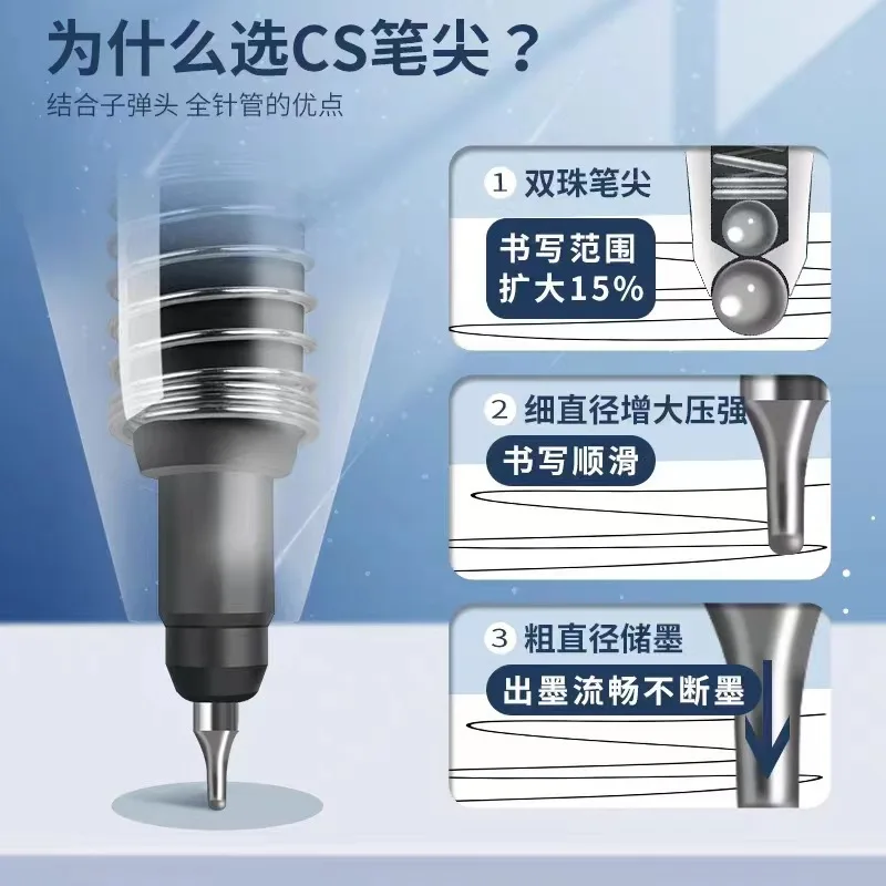 부담 감소 젤 펜 문구 0.5 검정색 CS 더블 비드 펜촉 속도 건조 학생 프레스 펜 편안한 그립 부드러운 쓰기