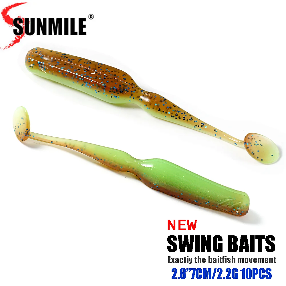 SUNMILE Swing Bait 7 cm Angelköder Künstliche Köder Wobbler Weiche Köder Shad Karpfen Silikon Angelköder