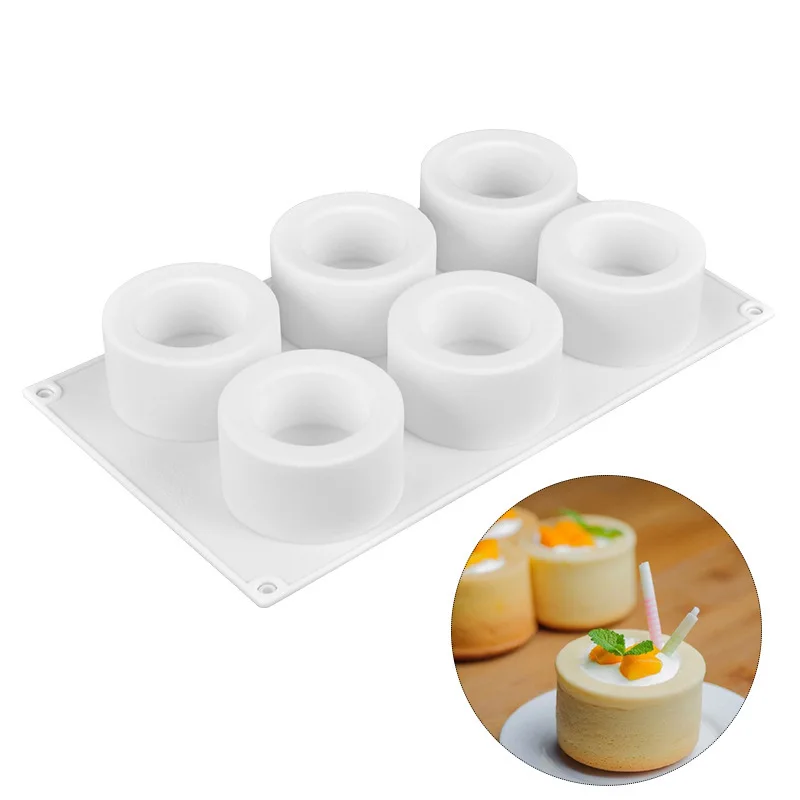 Description Picture 4 of item6 Cavity Small Round Cup Candle Mold Dessert Pudding Mousse Cake Baking Utensils Home Decoration Candle Cup Baking Mold