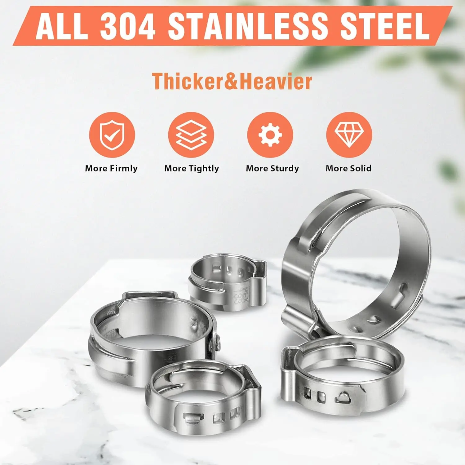 JWGJW PEX Cinch Clamps - 30pcs Stainless Steel Clamps For PEX Tubing (1/2 & 3/4)