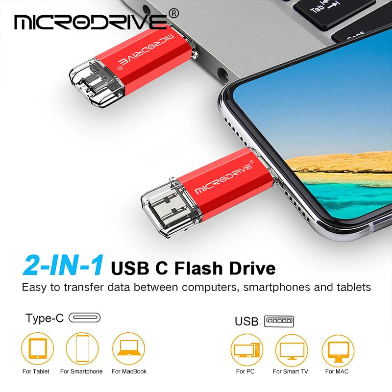 OTG 2 IN 1 pendrive 128GB 64GB 32GB 16GB Type-C pen drive 8GB 4GB flash usb pen Key flash stick business Gift USB Flash Drive Flash Drive Type C Pendrive