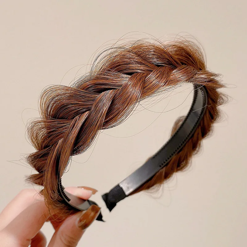 Lazy Wig Twist Headbands for Women Wide Fishbone Braids Hairbands Handmade Retro Head Hoop Hair Styling Headwear Accessories bow hair clip Hair Accessories
