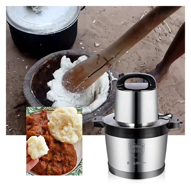 High Quality 6L Large Yam Pounder Fufu Machine Commercial Mincer Electric Meat Grinder itop meat grinder sausage maker electric meats mincer food processor grinding mincing machine 110 240v 140w kitchen appliances