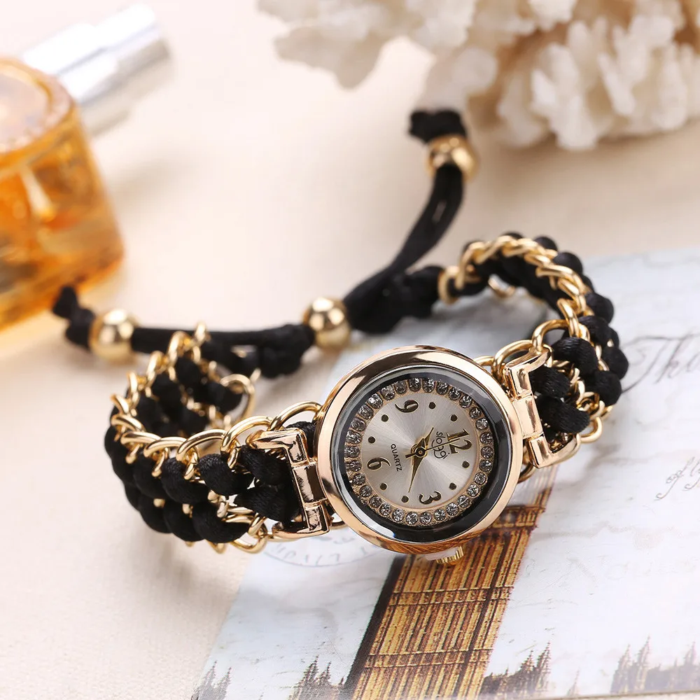 

Neue Mode Frauen Armband Uhr Gold Quarz Geschenk Armbanduhr Frauen Kleid Leder Casual Armband Uhren Uhren Mujer