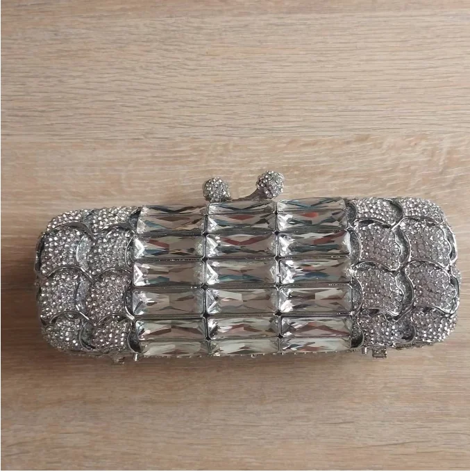 EN STOCK Bolso de mano con piedras doradas y plateadas para mujer, bolso de noche con cristales, bolso de fiesta para mujer, bolso de mano para el día de la novia, bolso de boda