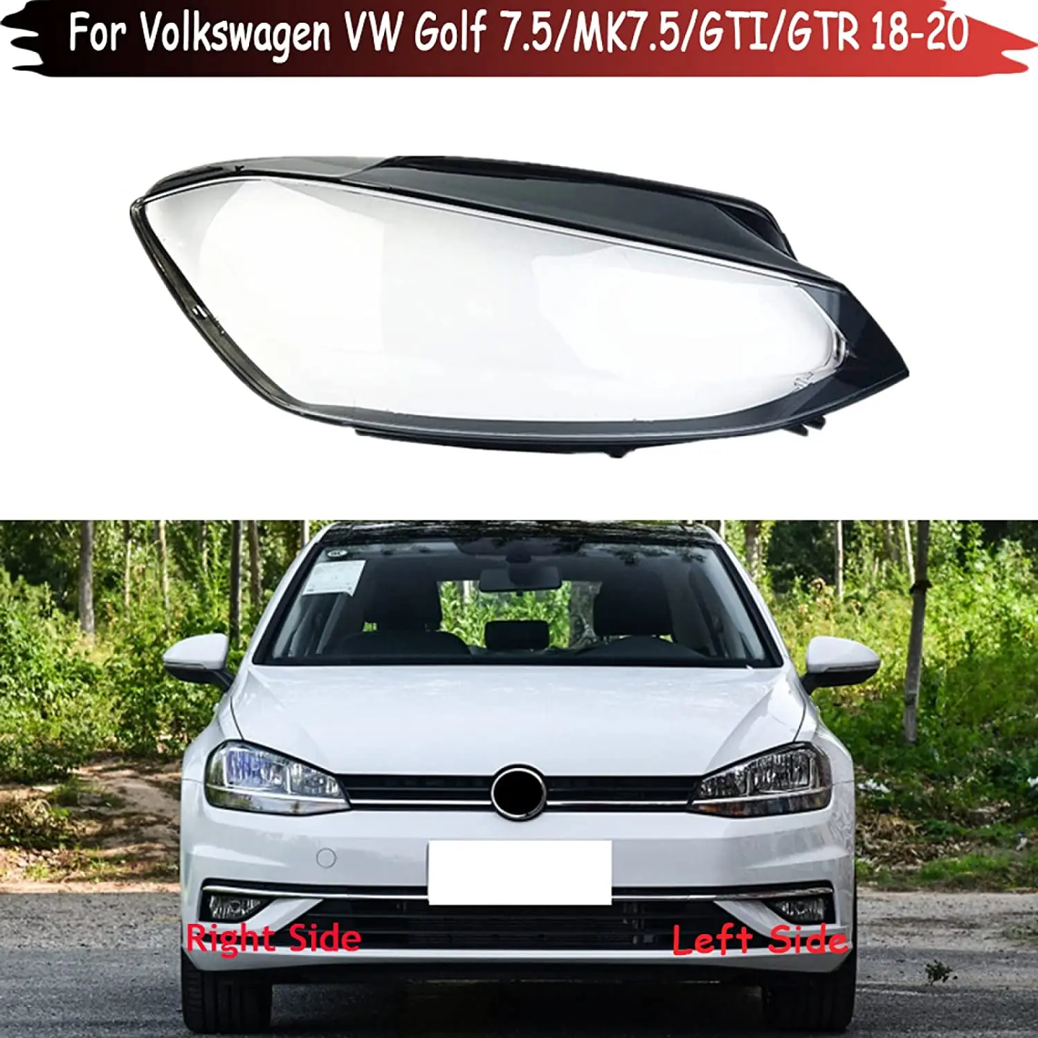 

For Volkswagen VW Golf 7.5 2018 2019 2020 Car Front Headlight Lens Cover Headlamps Lampcover Transparent Lampshades Lamp Shell