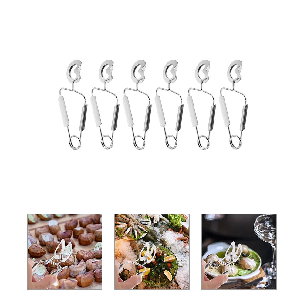 

Stainless Steel Tongs Anti-Scald Seafood Tongs Snail Clips Kitchen Serving Utensil Snail Food One Handed Spring Food Clip