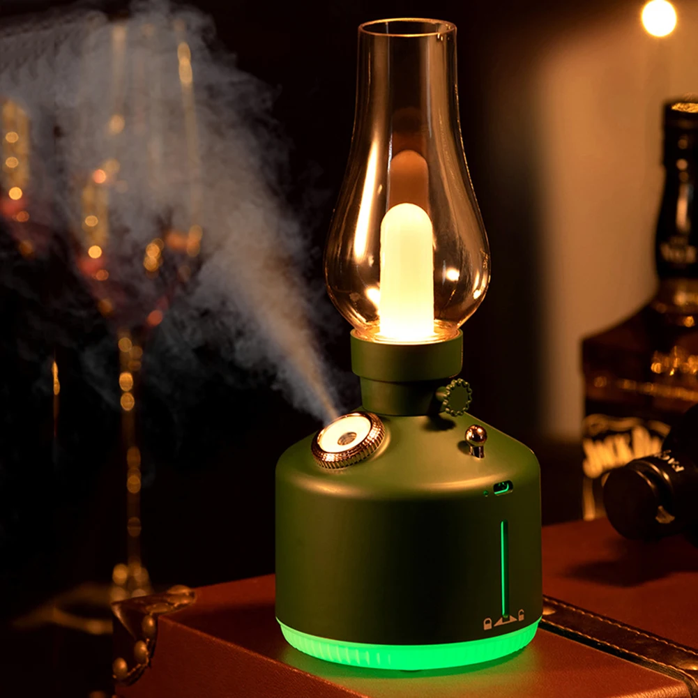Desktop Retro Lamp Air Humidifier USB Rechargeable Wireless Aroma Diffuser Rechargeable Essential Oil 7 Colors Lights Cool Mist