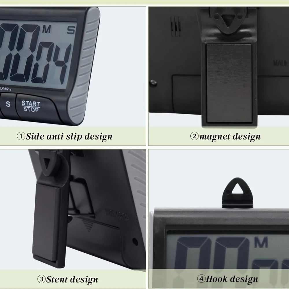 Magnetic Digital Kitchen Timer with Loud Alarm for Cooking, Meetings, and Study Sessions