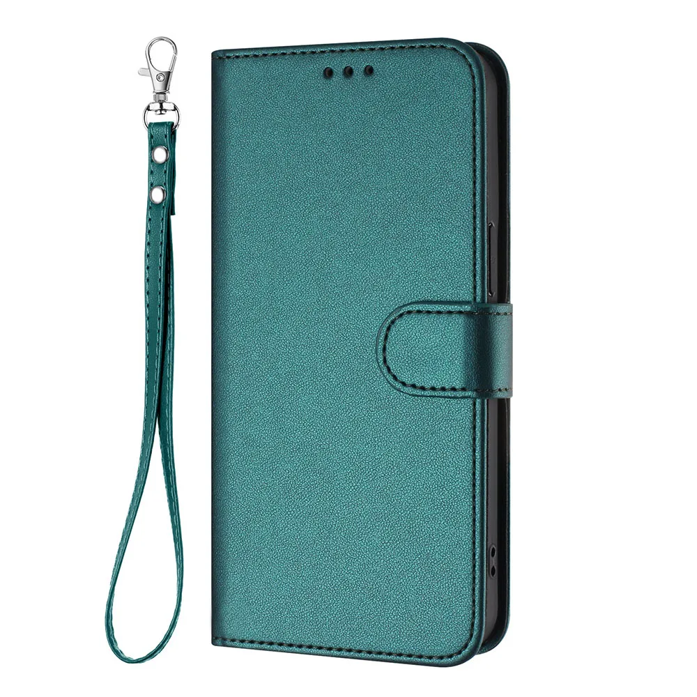 Sleek Solid Color Leather Flip Wallet Phone Case