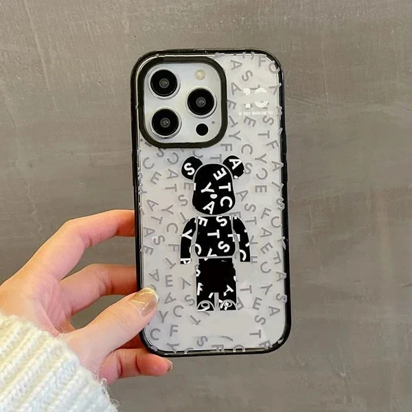 

2.0 Version Acrylic Upgrade Border Bear Phone Case Cover for IPhone 11 12 13 14 15 Pro Max Case for IPhone 15 Pro Max
