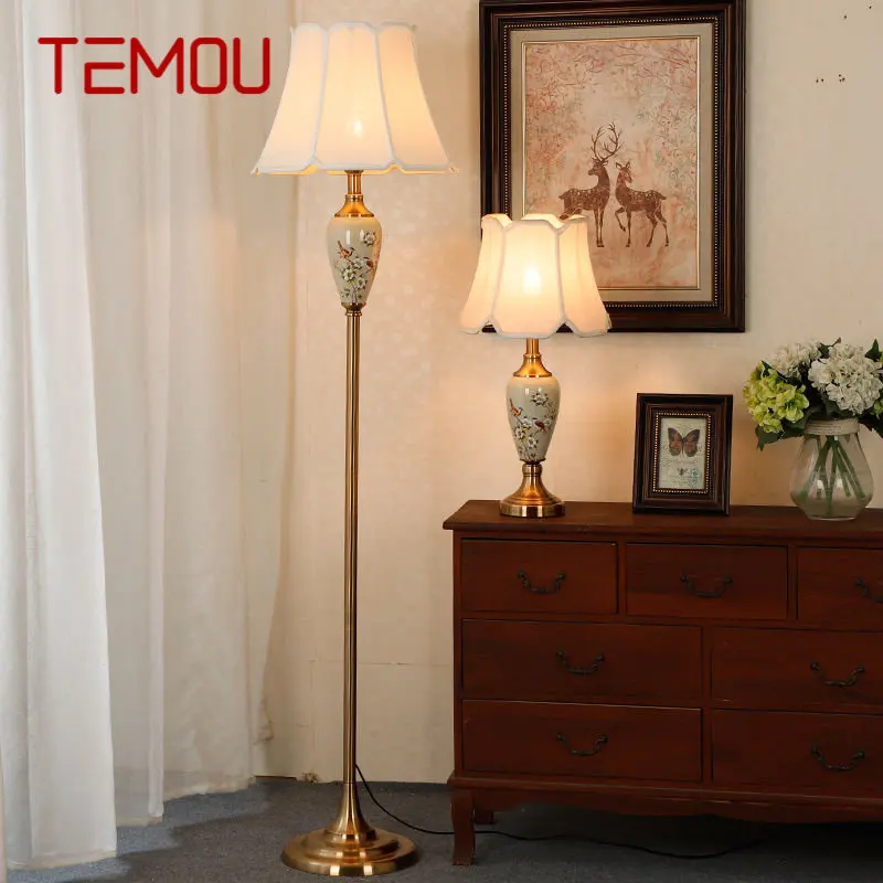 TEMOU 중국 도자기 플로어 램프 스탠딩 LED, 현대 크리에이티브 패션 테이블 조명, 가정 거실 침실 침대 옆