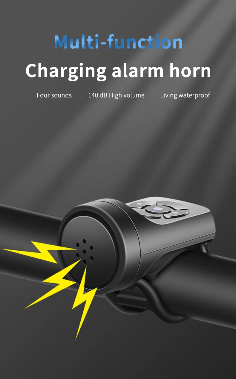 Description Picture 2 of itemESLNF Bicycle Bell Rechargeable Bike Motorcycle Electric Anti-theft Alarm Horn Loud Alarm Ring Bell Road Cycling Accessories