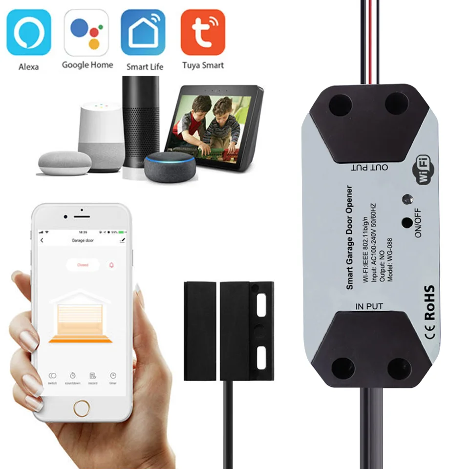 

Tuya Smart Garage Door Opener WiFi Mobile App Remote Operation Compatible with Alexa Google Home