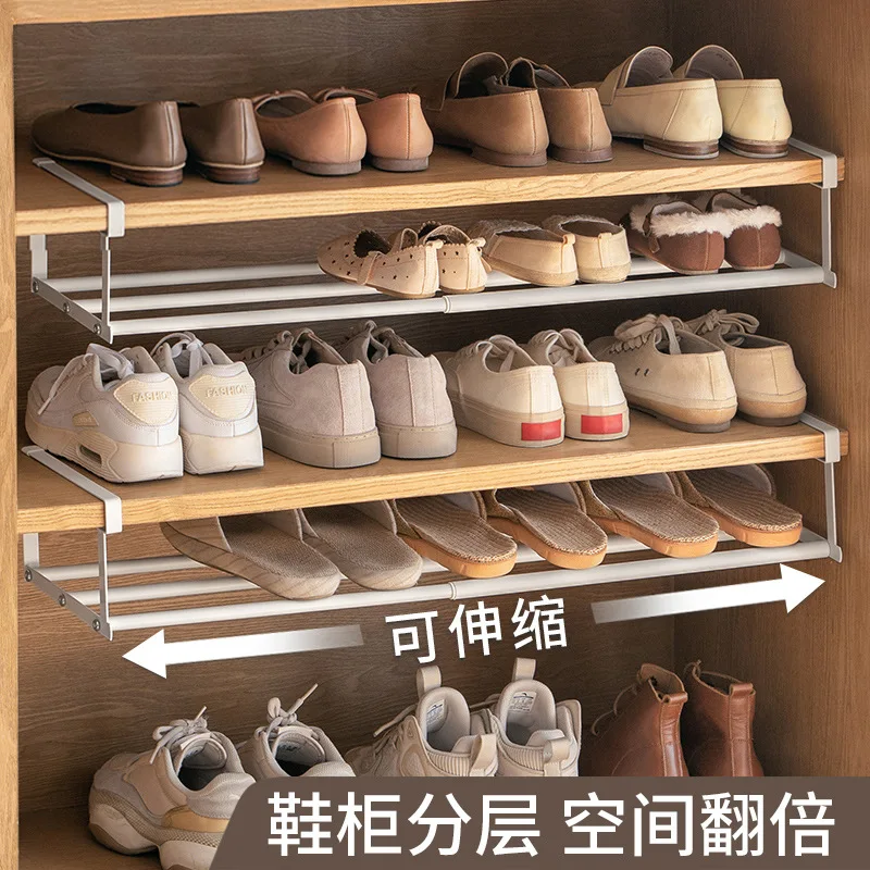 

Multi-Layer Shoe Rack Extendable Stainless Steel Multifunctional Clip-On Shoe Rack Shoes Cabinet Household Shoes Storage Racks