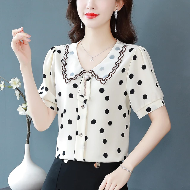 Summer New Fashion Short Sleeve Chiffon Blouse  Women Chiffon Polka Dot  Blouse - New - Aliexpress