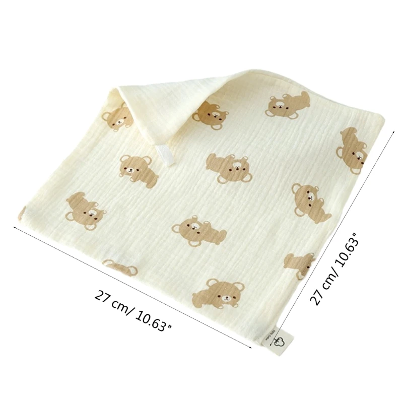 Baby Washcloth Muslin Square Hand Towel Soft Reusable Newborn Face Towel 4-Layers Cartoon Baby Wash Cloths Shower Gift