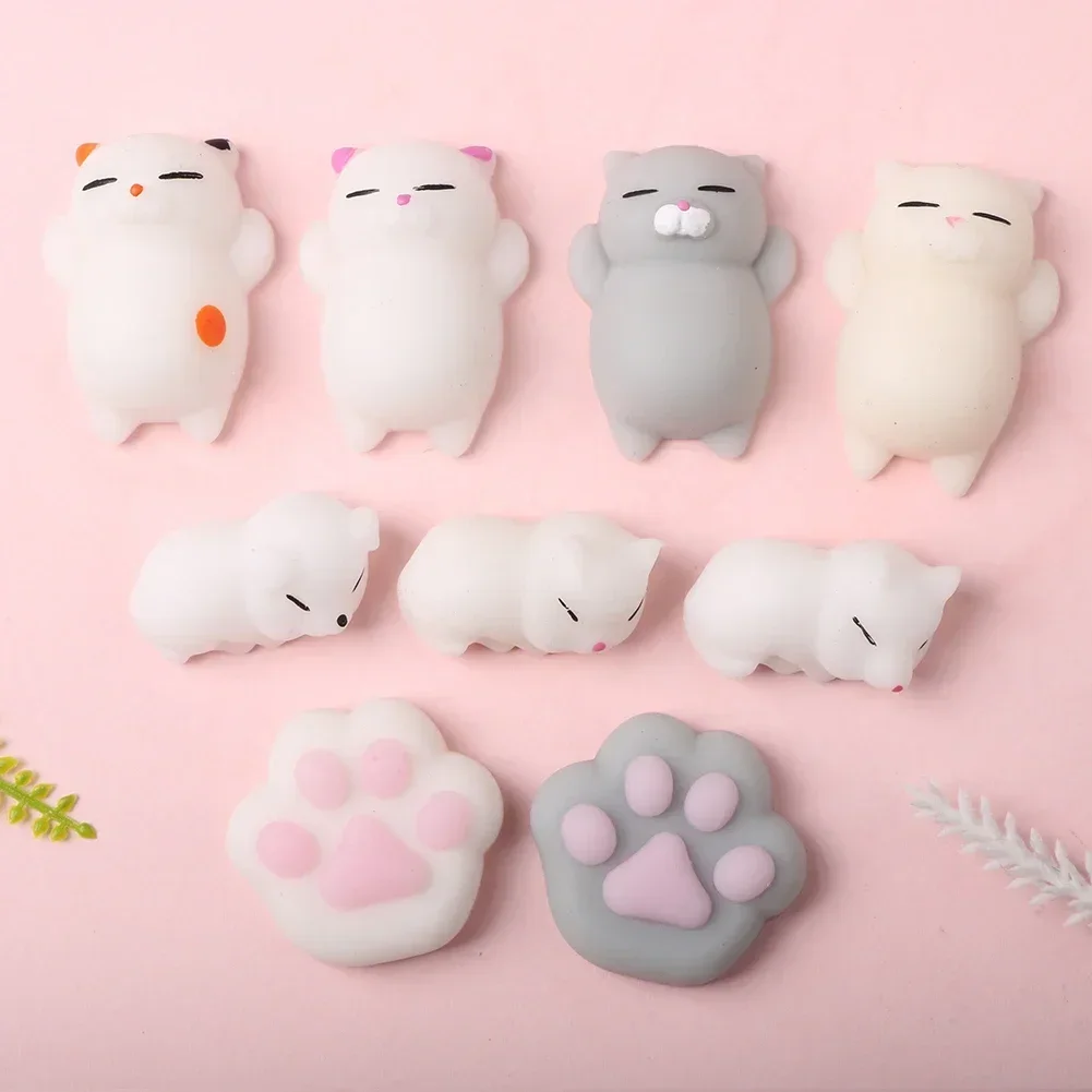 Cute Squishy Mochi Animal Stress Relief Toys Soft TPR Squeeze Pinch Funny Toys Kawaii Cat Paws Abreact Toys for Kids Adult 3
